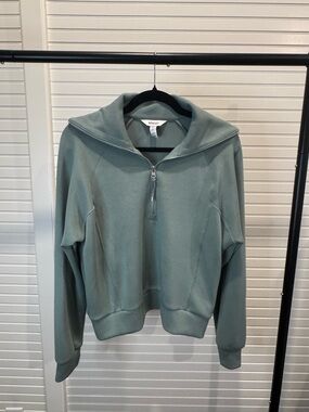 SPANX Air essentials Sage Green Half-Zip Pullover